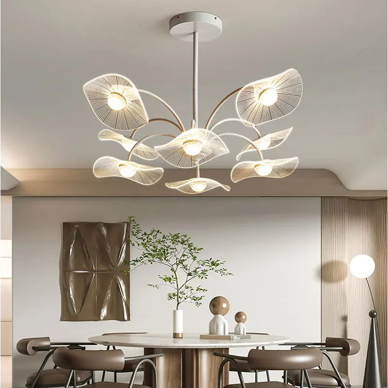 Lámpara de araña para salón moderna blanca diseño