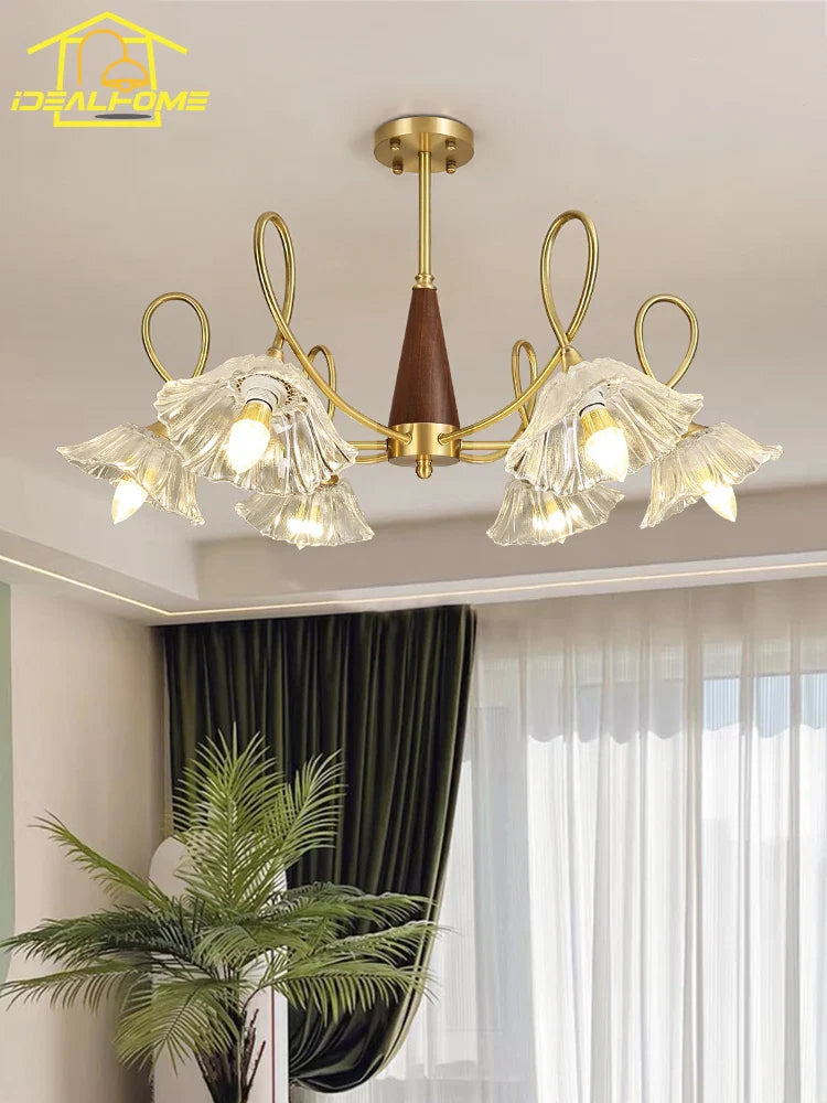 lámpara retro medieval de cobre y madera maciza para interior