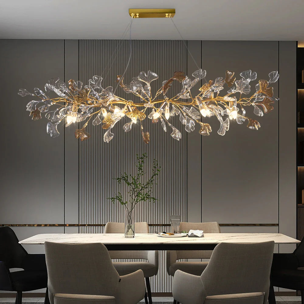 Lámparas de araña de diseño nórdico hojas de vidrio esmaltado suspensión para hotel salón comedor dormitorio sala de arte decoración lámpara de araña