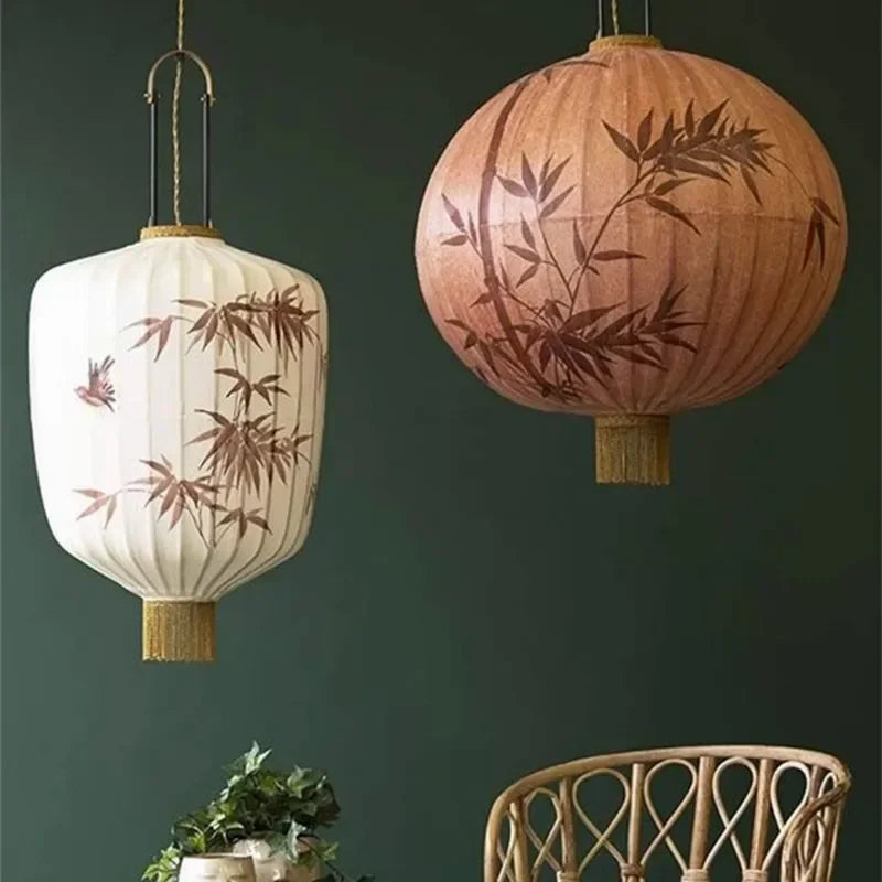 lámpara de tela japonesa estilo medieval zen para decoración interior