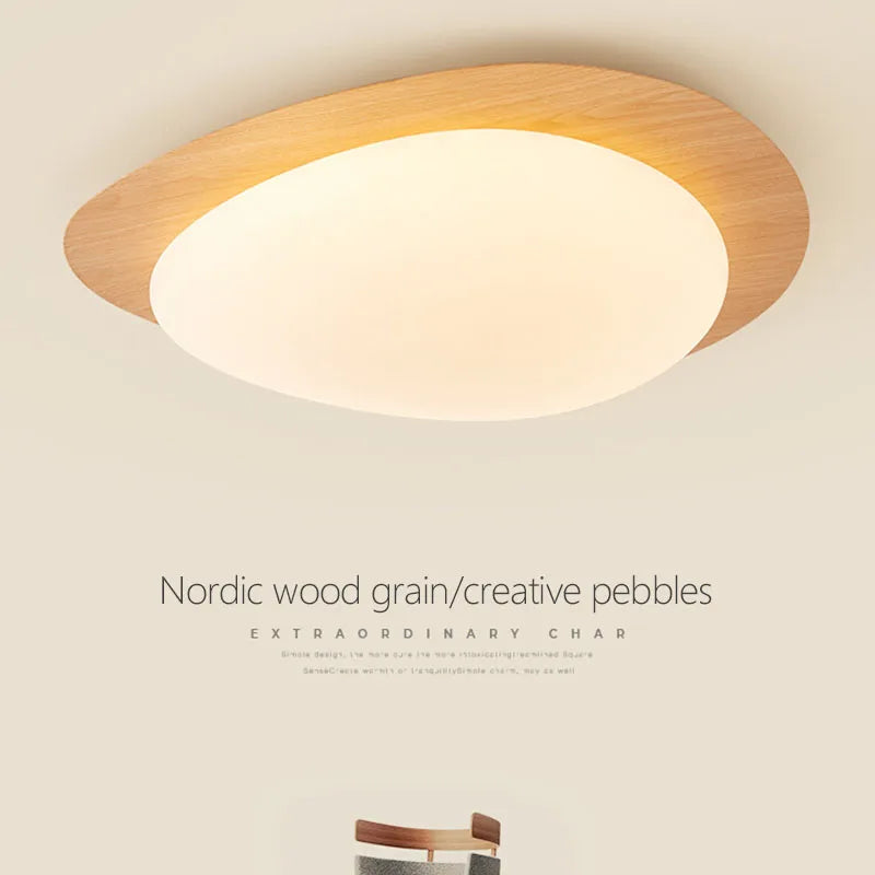 Plafón LED nórdico elegante de madera