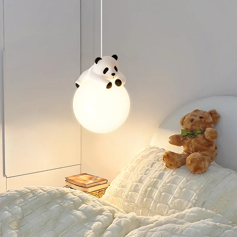 lámpara de techo colgante de resina panda para habitación infantil