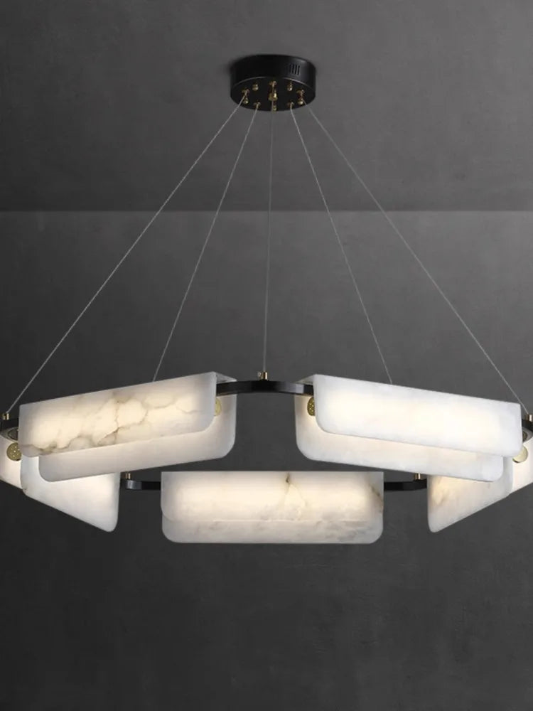lámpara de mármol natural puro y cobre diseño luminoso moderno