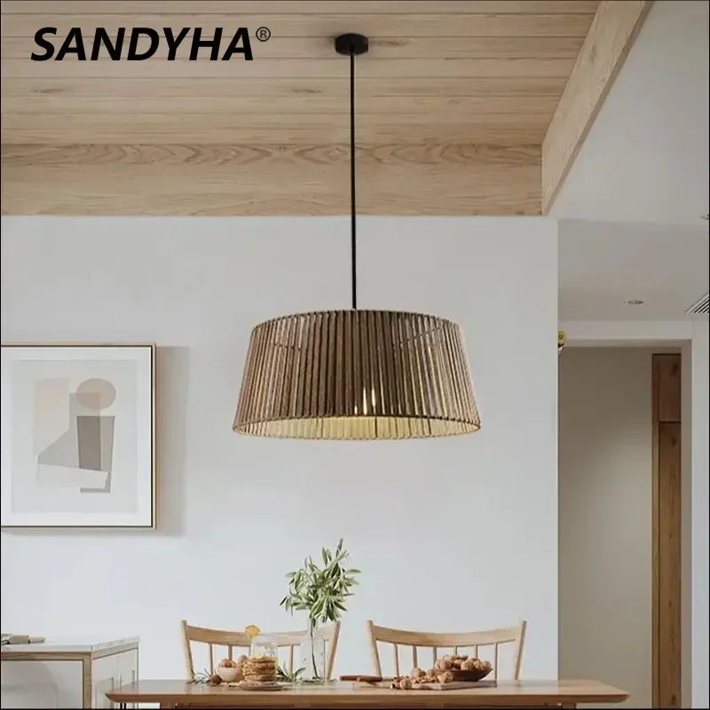 lustre nórdico Sandyha cuerda tejida lámparas LED suspendidas