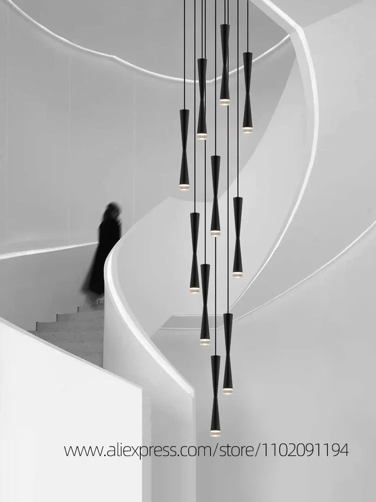 lámpara colgante led dúplex lujo escalera lámpara de techo moderna hotel iluminación