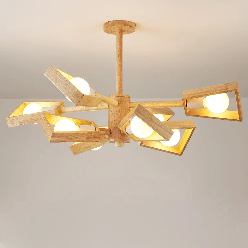 lámpara de techo colgante de madera iluminación árbol nórdico para decoración