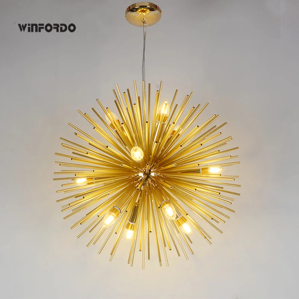 lámpara colgante nórdica led en aluminio diente de león spoutnik winfordo