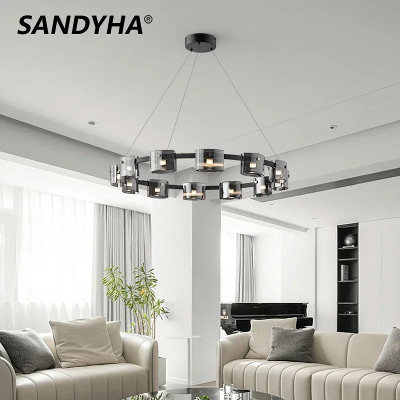 lámpara colgante moderna minimalista sandyha pantalla de vidrio led suspendida