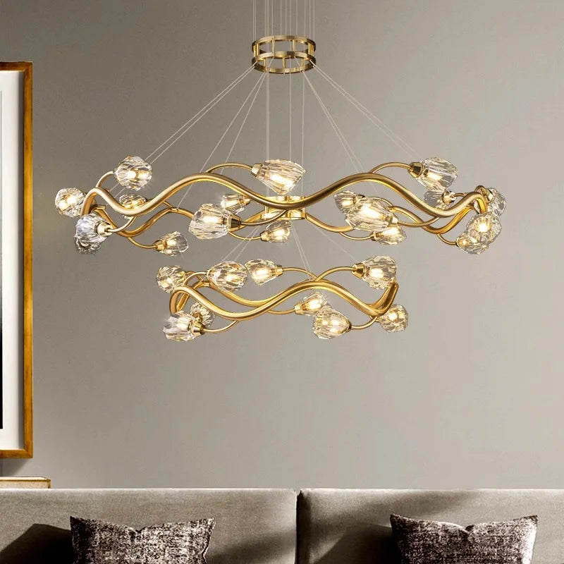 Lámpara colgante LED de cristal moderna de lujo para iluminación interior
