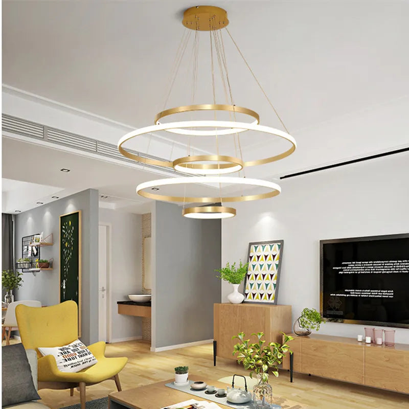 lámpara moderna estilo nórdico con control remoto y anillo luminoso