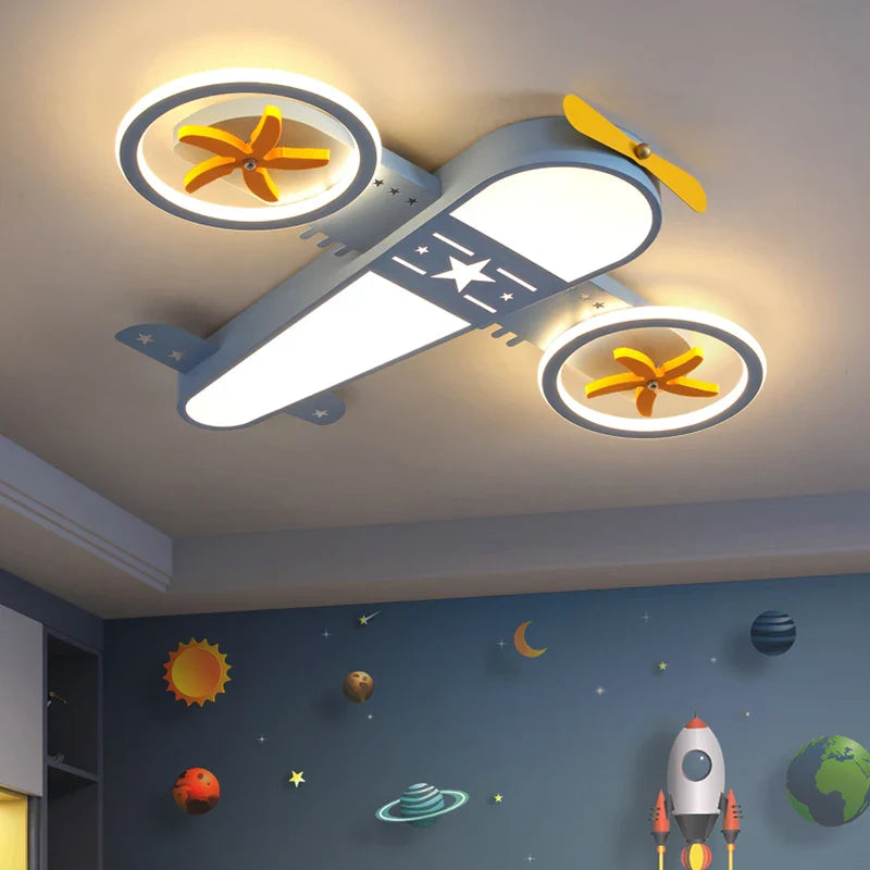 lámpara de dibujos animados avión LED con control remoto para niños