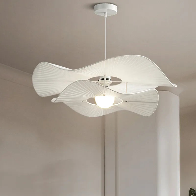 Lámpara colgante con sombrero nórdico E27 lámparas colgantes de tela blanca para salón comedor habitación lámpara LED de interior