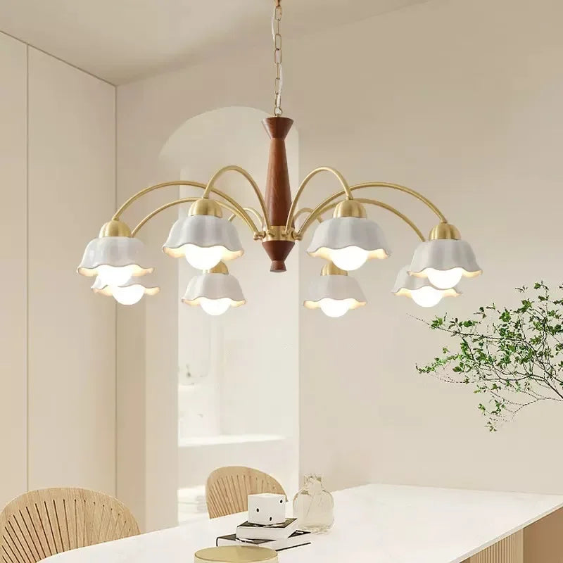 lámpara de techo moderna de cerámica con flores para interior contemporáneo