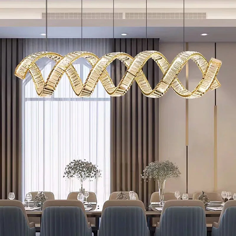 lámpara colgante de diseño en espiral de cristal moderno