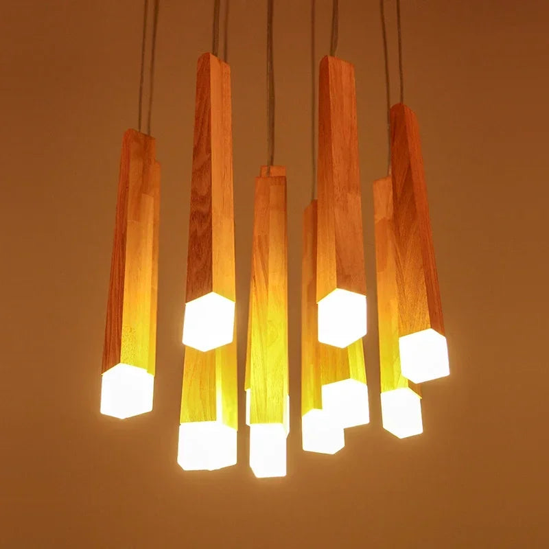 Lámpara colgante de madera escandinava LED elegante