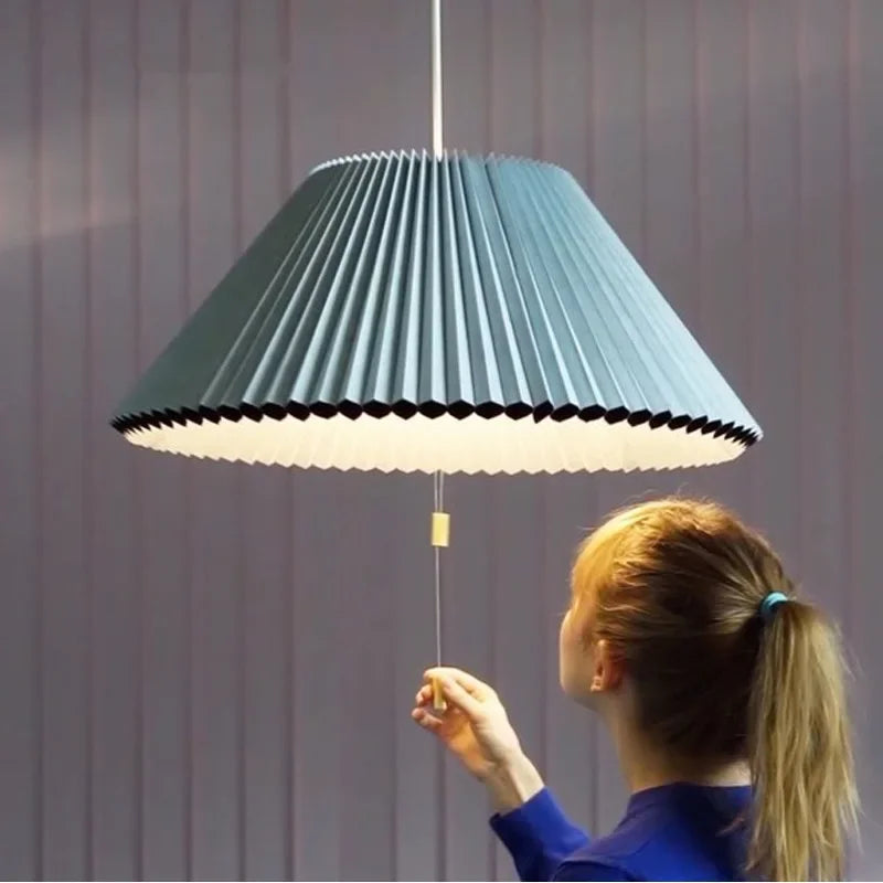 lámpara colgante moderna diseño paraguas de tela plisada deformada led