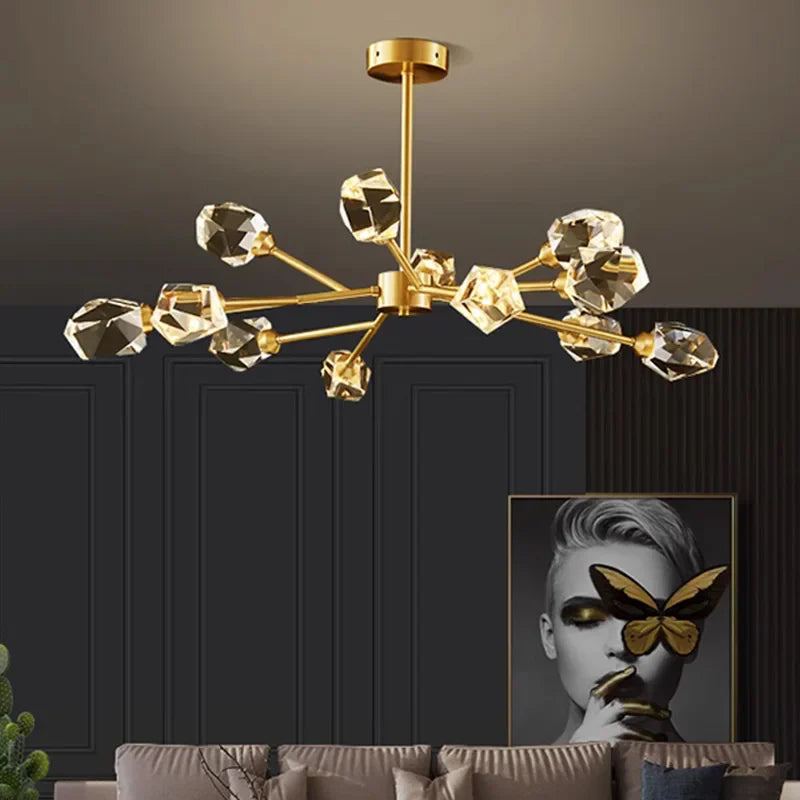 lámpara de cobre y cristal para un ambiente elegante