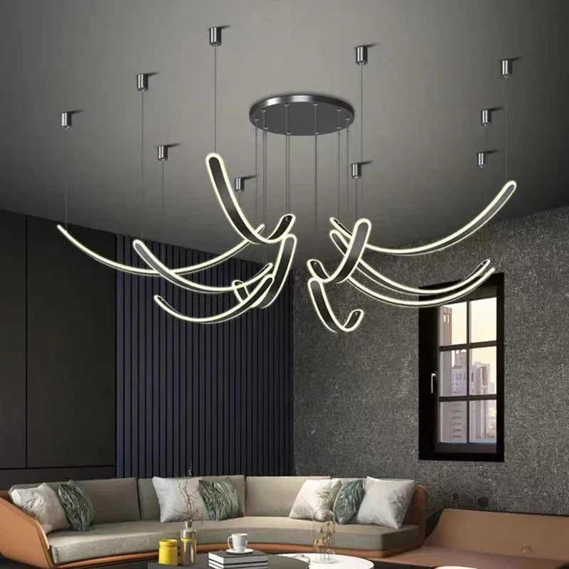 lámpara de araña con LED moderna diseño para decoración interior elegante