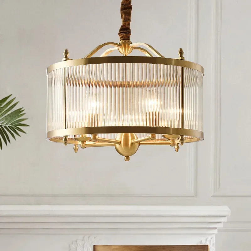 lustre de lujo moderno en cobre dorado con iluminación LED