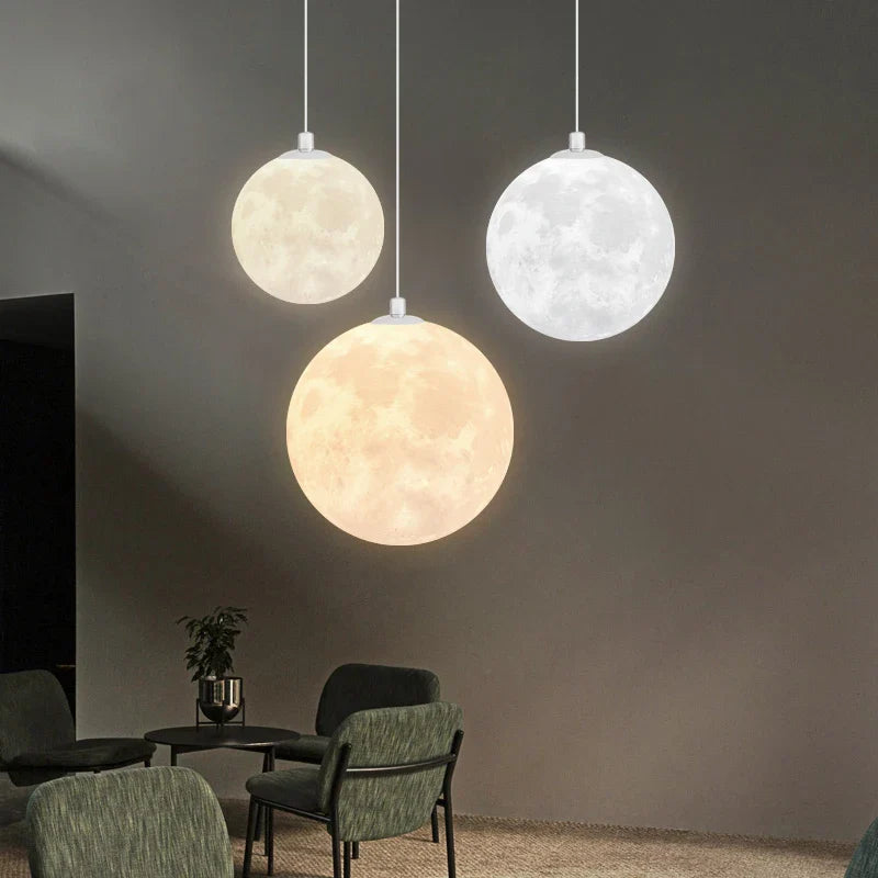 lámpara colgante nórdica 3d impresa luna para niños personalizada