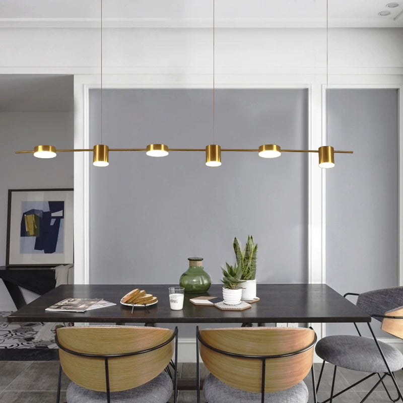 LumiModern – Lámpara colgante de aluminio negro/oro con 3, 5 o 6 luces
