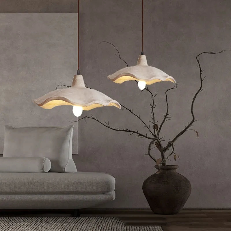 lámpara wabi-sabi en cemento para decoración interior y exterior