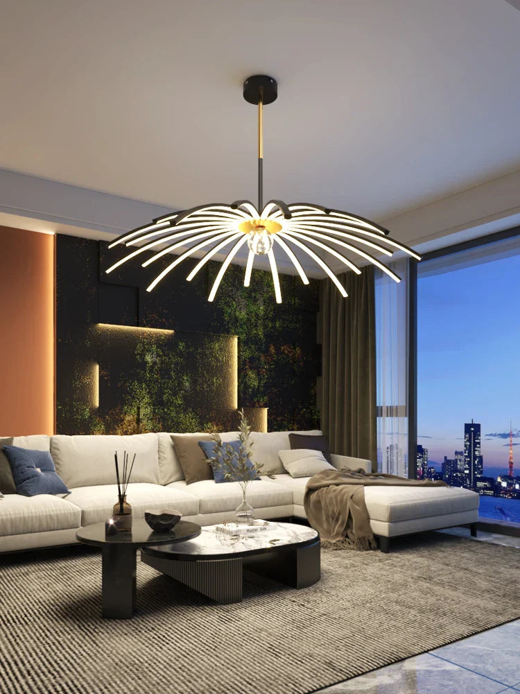 lámpara colgante moderna simple lujosa con lámparas led suspendidas