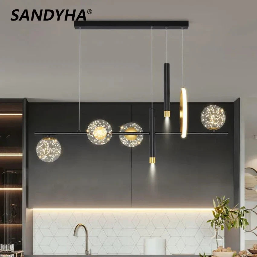 Lámpara elegante de vidrio con gypsophila LED