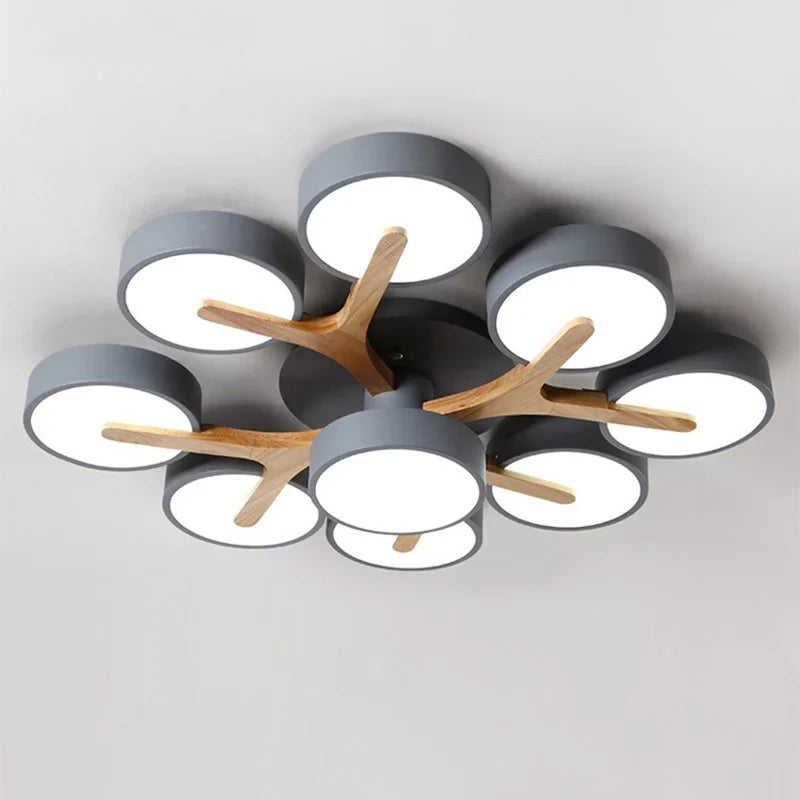 Lámpara nórdica de madera elegante estilo moderno