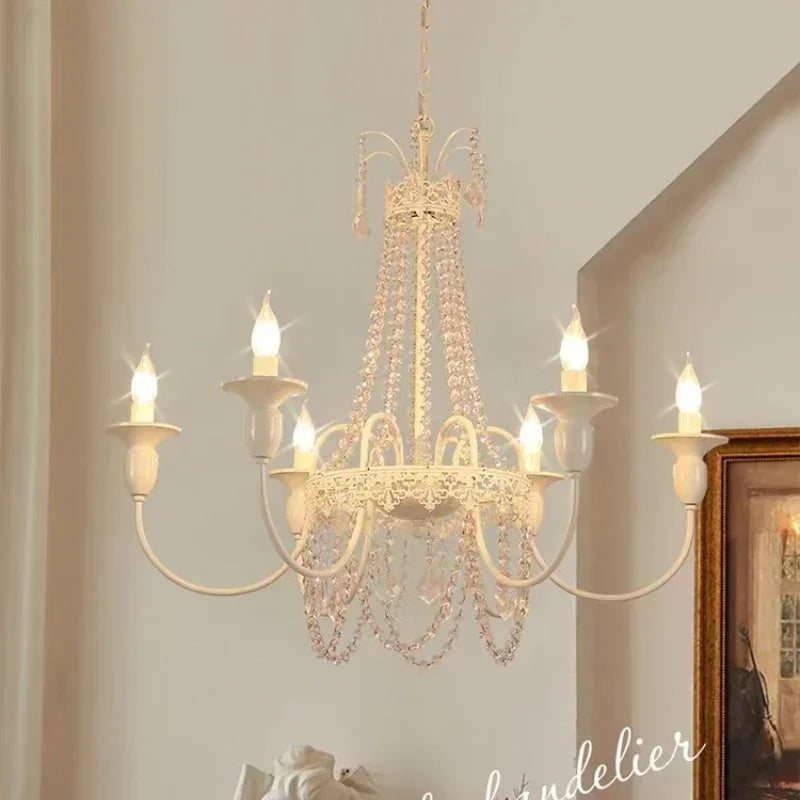 lámpara de techo de cristal estilo francés para habitación de princesa