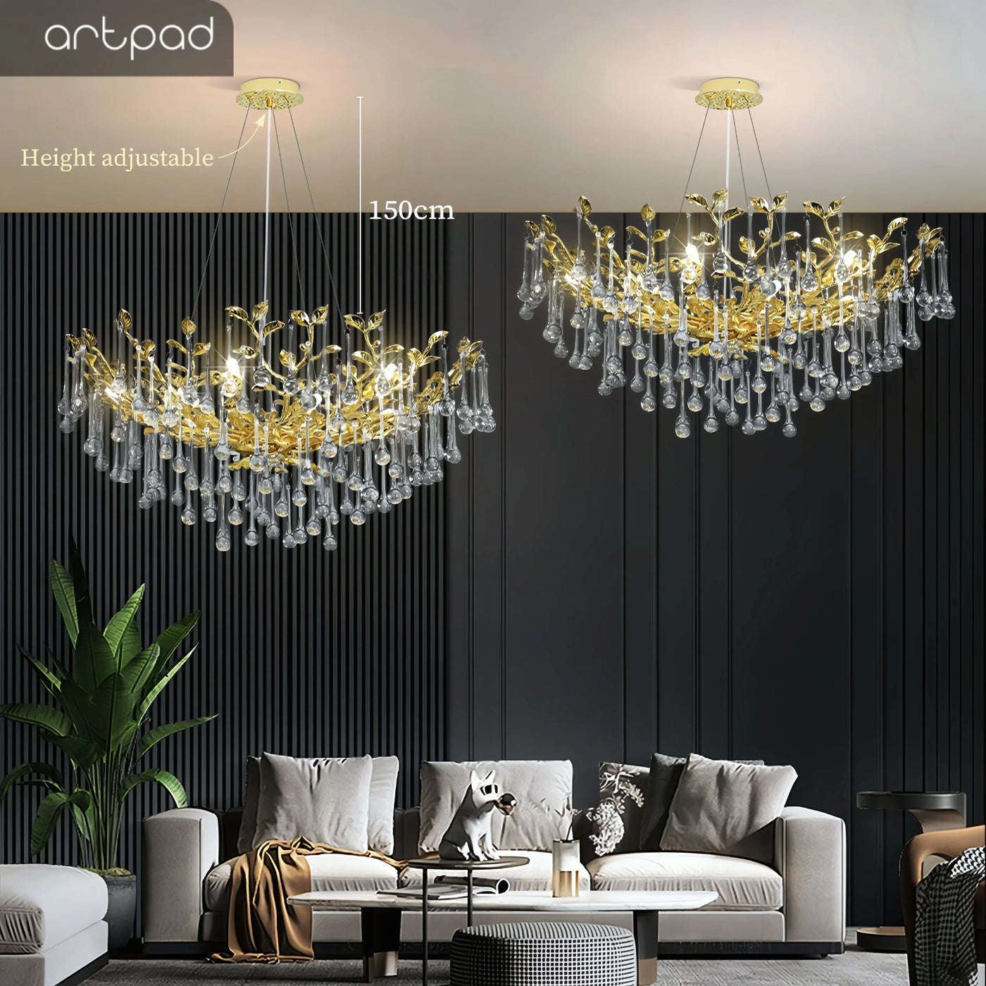 lámpara colgante de cristal vintage artpad diseño elegante para interior moderno