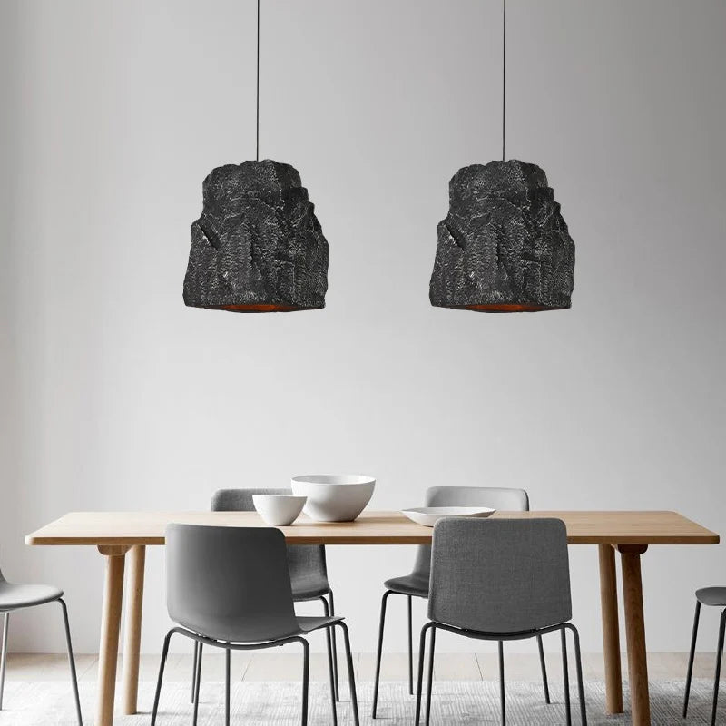 lámpara nórdica hecha a mano imitación piedra estilo wabi sabi