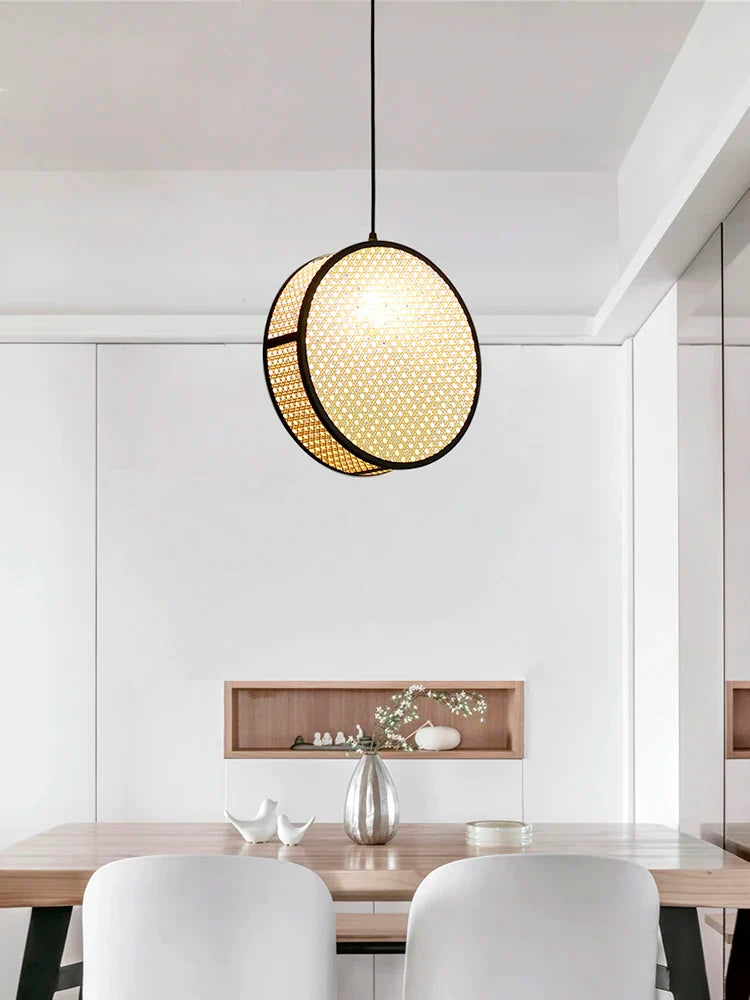 lámpara de techo creativa de ratán tejido para decoración interior elegante