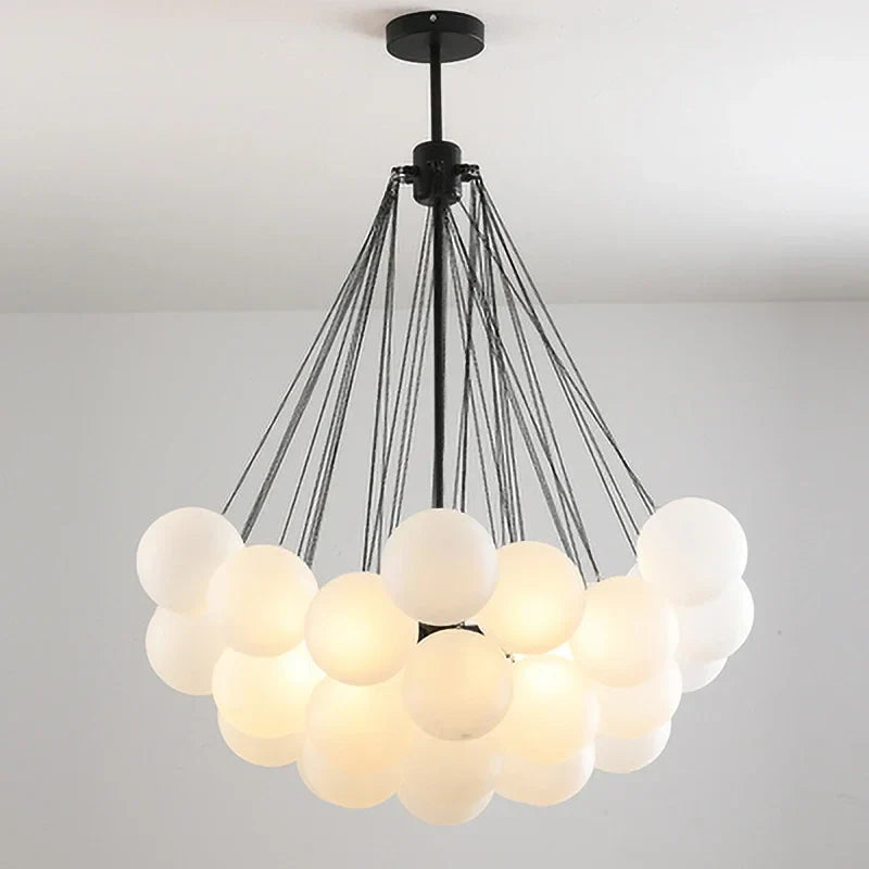 Bolas de vidrio blancas modernas luces colgantes para comedor salón dormitorio cafés vestíbulo decoración del hogar lámparas de araña interiores lámpara de araña iluminación