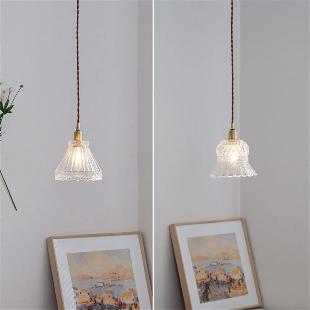 Lámpara de vidrio antiguo elegante luminosa
