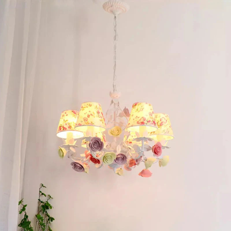 lustre romántico para habitación infantil princesa flores luminosas