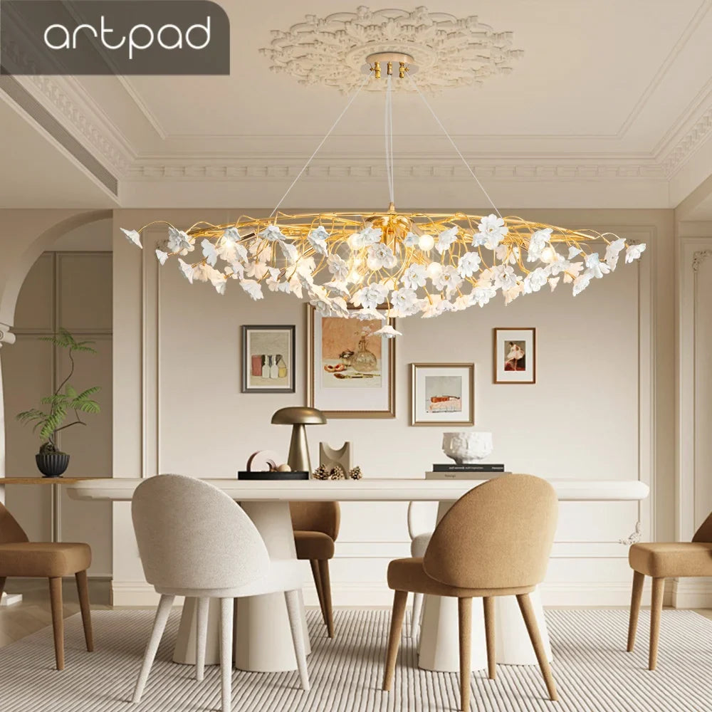 lámpara colgante romántica con flores para decoración interior elegante