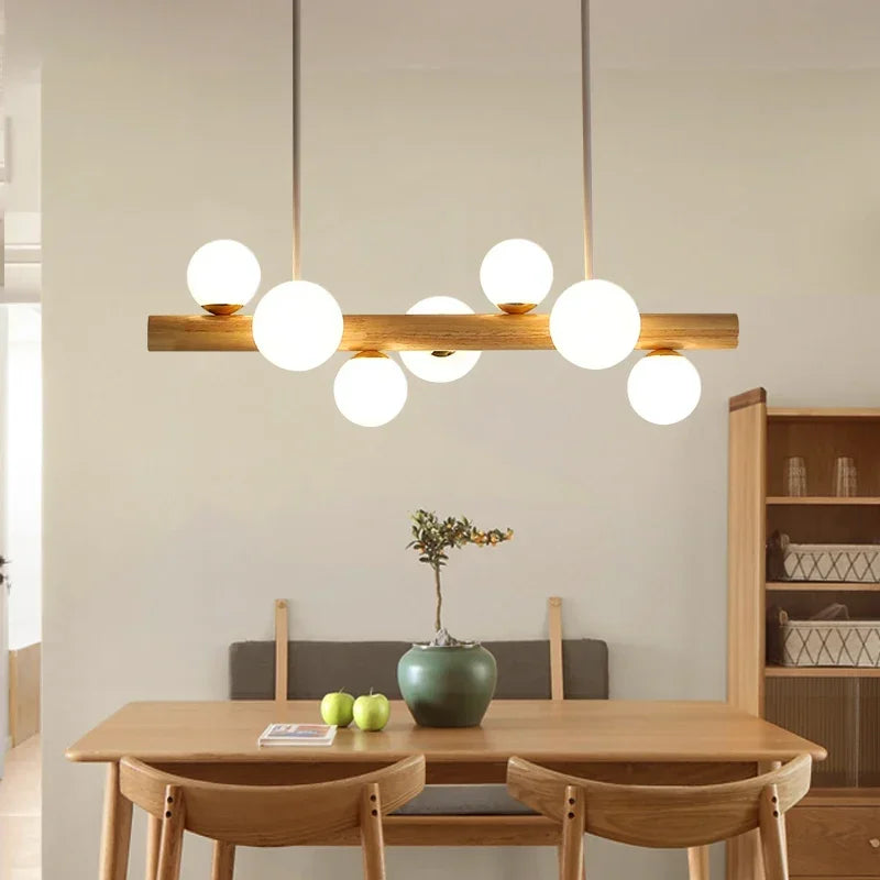 Lámpara colgante de madera LED minimalista decoración moderna