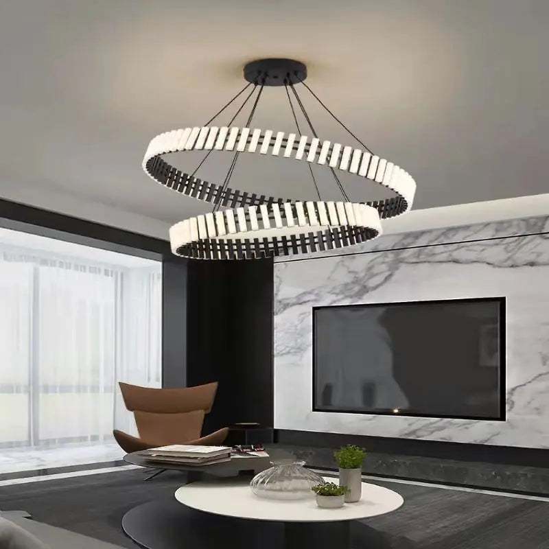 Lámpara de anillos posmodernos dúplex led diseño minimalista interior