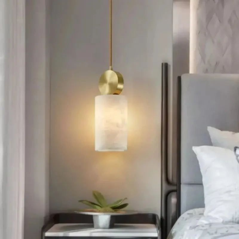 lámpara de mármol y cobre decoración nórdica colgante