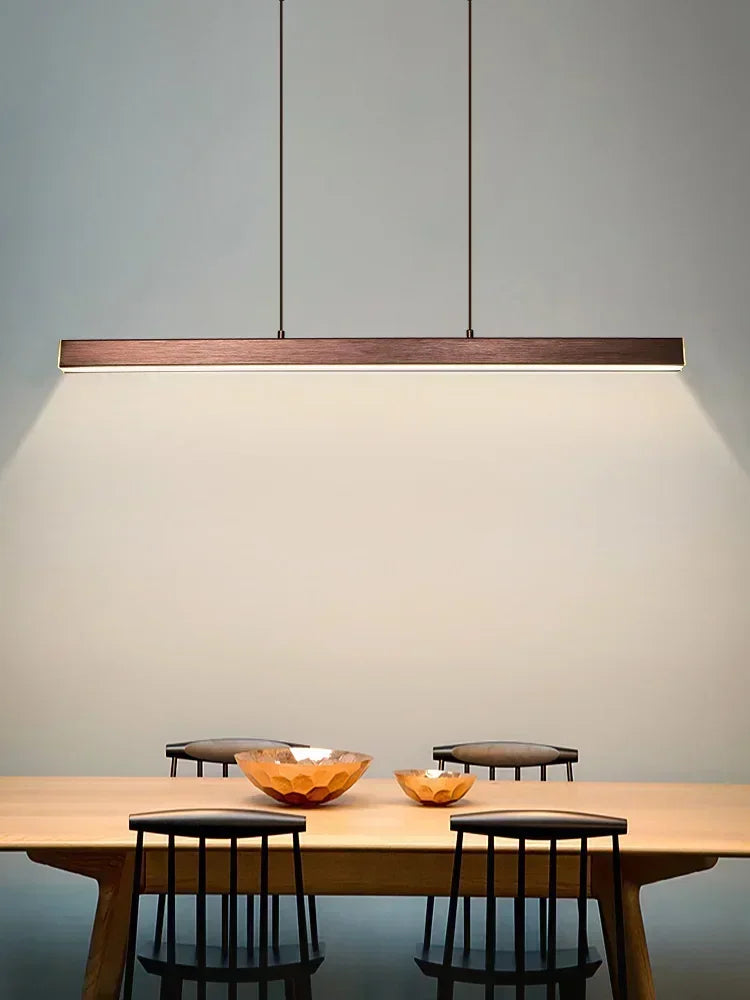 Lámpara colgante lineal moderna Edge metal/acrílico negro/marrón salón