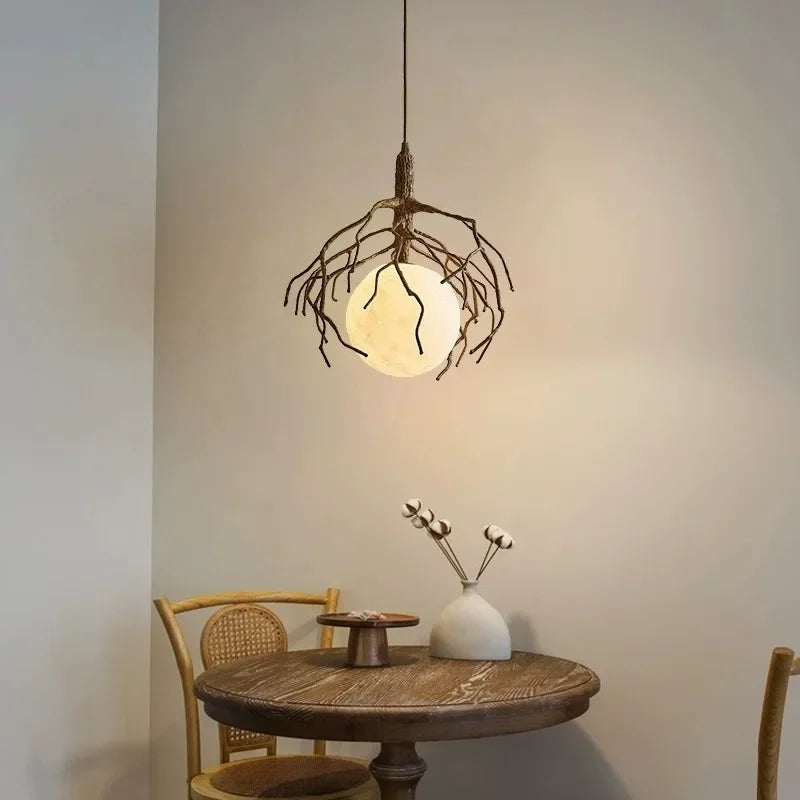 Lámpara de araña colgante en forma de rama de árbol con LED decoración retro