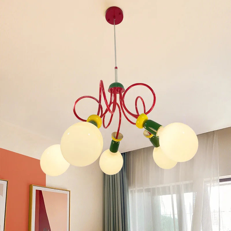 Lámpara de araña diseño Memphis colorida para habitación infantil