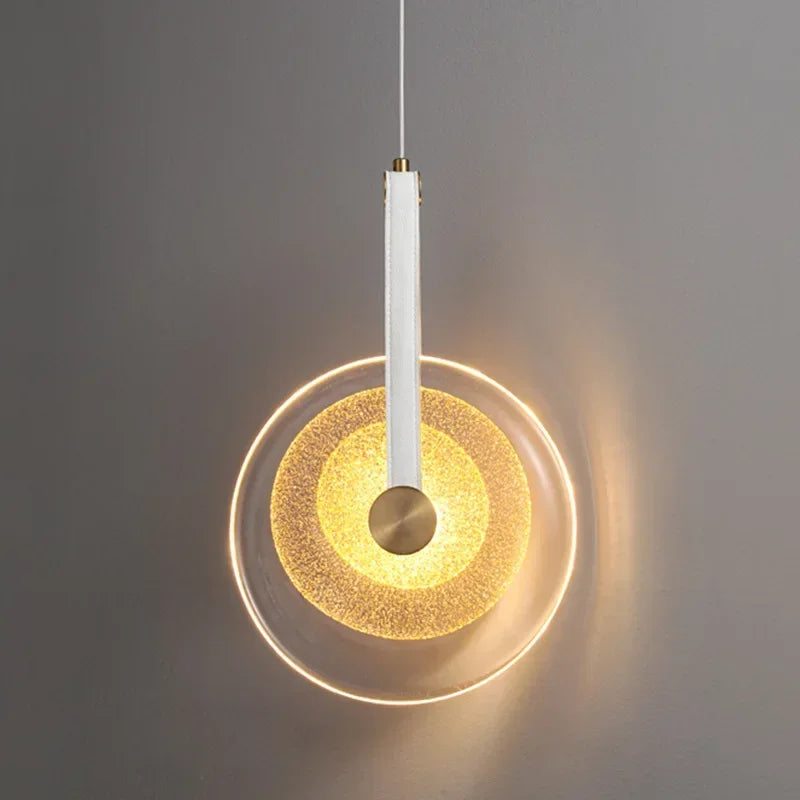 lámpara de techo nórdica moderna de cuero y vidrio para decoración interior