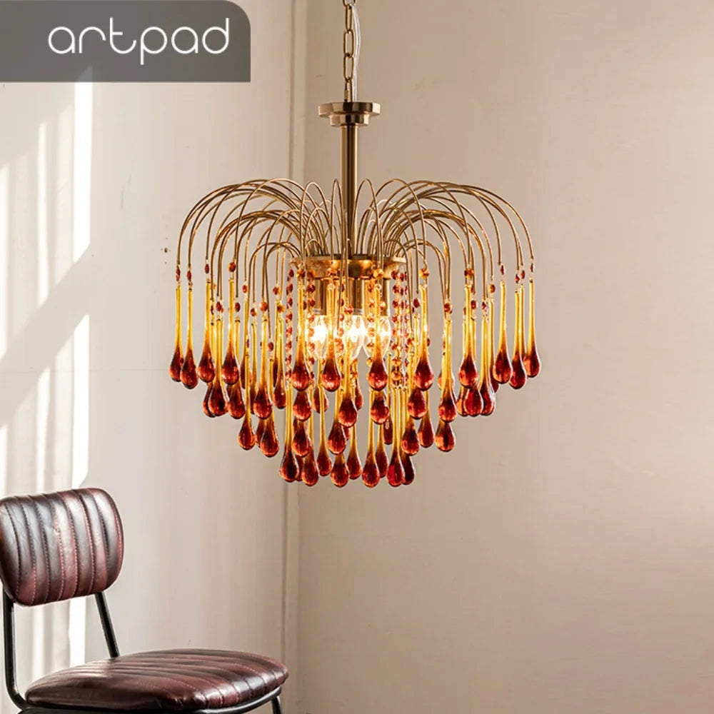 lámpara colgante de cristal retro para un interior romántico y elegante