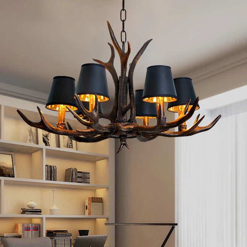 lámpara de madera de ciervo estilo vintage para interior rústico