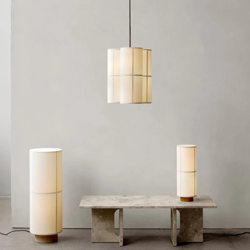 Lámpara minimalista vintage pantalla de tela suspensión diseño hashira