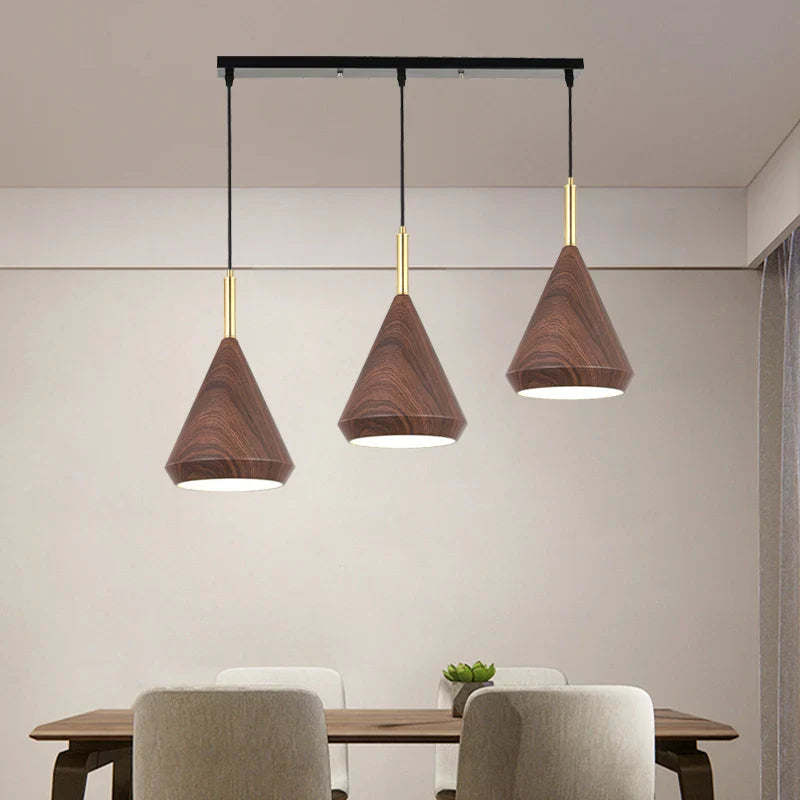 Lámpara de araña minimalista de madera y metal nórdica