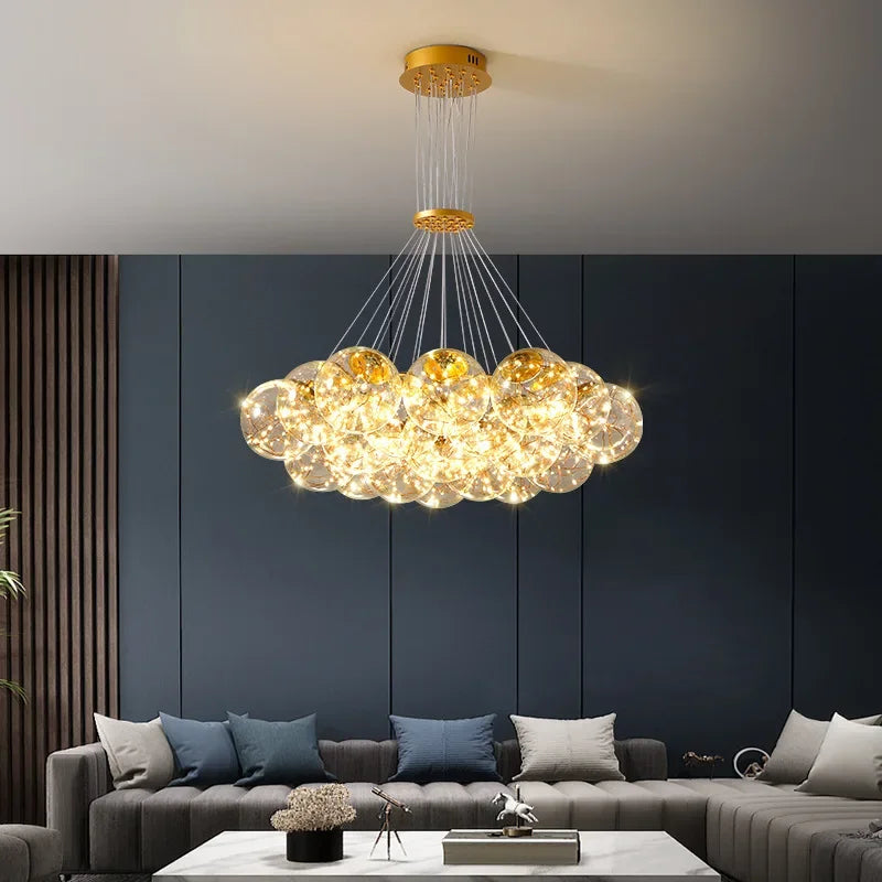 lámpara nórdica de vidrio ahumado led para decoración interior