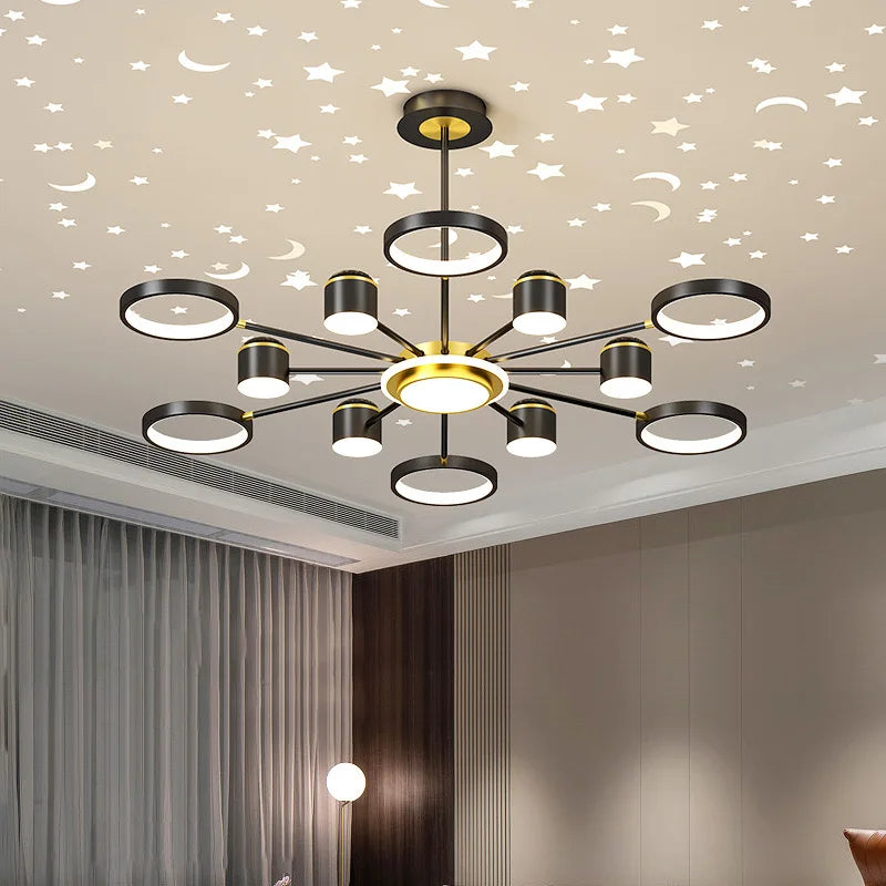 lámpara romántica estrellada moderna 6 luces creativa